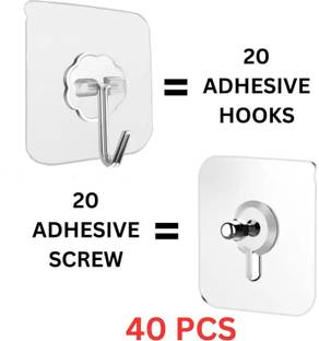 Casacraft Secure Sticker Screw Hooks: Damage-Free Hanging Anywhere - Mix Hooks Screw Hook 40