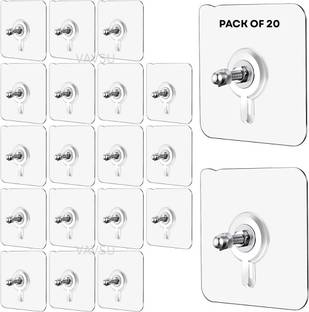 VAVSU Self Adhesive Waterproof Screw Hooks for Bathroom and Kitchen,Seamless Nail-Free Hook 10