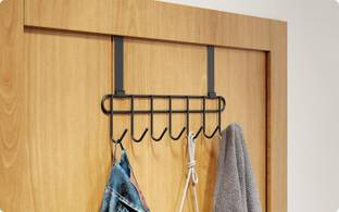 Frap Hanger with 7 Hooks No Drilling Required Hanging for Clothes, Towels, Bags,Belt Hook Rail 7
