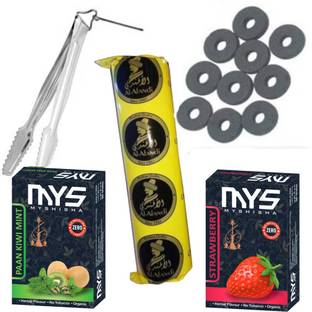 म्य्शीशा A.N. IMPEX Paan Kiwi Mint + Strawberry Tong Hookah Flavour & 2 Polo हुक्का चारकोल