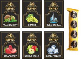 A.N.IMPEX Premimum Herbal Flavours with charcoal Paan kiwi mint, Grapes, Dubai special, Strawberry, Double apple, Brain freezer Hookah Flavor
