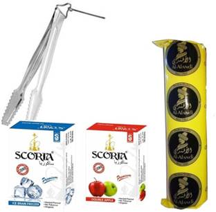 SCORIA HOOKAH FLAVOURS & CHARCOAL (TONG) COMBO DOUBLE APPLE, ICE BRAIN FREEZER Hookah Flavor