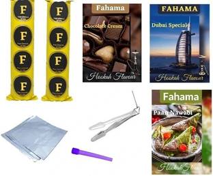 FAHAMA MAGIC COIL PAAN DUBAI CHOCOLATE FLAVOR CHIMTA FOIL PAPER MOUTH TIP COMBO PAAN NAWABI, DUBAI SPECIAL, CHOCOLATE CREAM Hookah Flavor