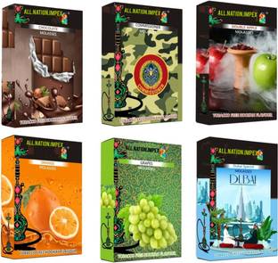 ALL.NATION.IMPEX Six flavour packs Double apple, Strawberry, Orange, Paan, Grapes, Chocolate Hookah Flavor