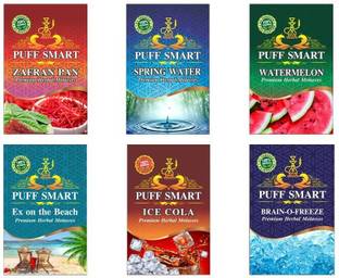 Puff Smart HOOKAH_ 6_SET FLOVERS Ex On The Beach, Spring Water, Zafran Paan, Watermelon, Ice Cola, Brain Of Freeze Hookah Flavor