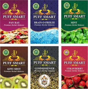Puff Smart Premium Herbal Flavors Pan Ras, Brain-O-Freeze, Mint, Comm, Strawberry, Kiwi Shot Hookah Flavor