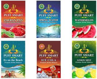 Puff Smart Premium Herbal Hookah Molasses Ex On The Beach, Spring Water, Zafran Pan, Watermelon, Ice Cola, Lemon Mint Hookah Flavor