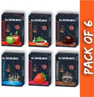 ALL.NATION.IMPEX Six flavour pack Double apple, Chocolate, Kesar paan, Dubai special, Commissioner, Strawberry Hookah Flavor