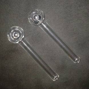 Mee Shisha Glass Oil Burner Pipe 4 inch Transparent, (White) -Pack of 2 Borosilicate Glass Inside Fitting Hookah Mouth Tip