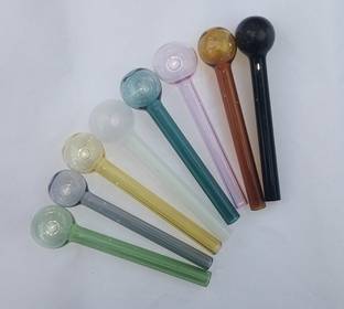 Hookah palace Multicolor Glass Oil Burner Pipe 4 inch pack of 8 Borosilicate Glass Inside Fitting Hookah Mouth Tip