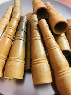 KESHU HANDICRAFT Handmade Clay Resuable Chillum With 3 Gitti Terracotta Outside Fitting Hookah Mouth Tip