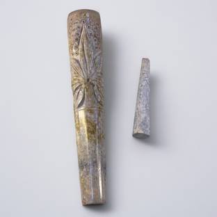 JCI Handmade 6 inch leaf design chillum | Sopstone | Marble| Handicraft Stoneware Inside Fitting Hookah Mouth Tip