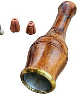 KESHU HANDICRAFT 10 Cm Resuable Woodern Fitted Chillum With Gitti Silver Inside Fitting Hookah Mouth Tip