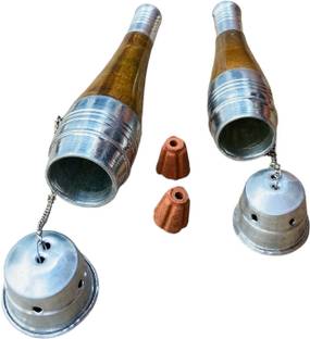 KESHU HANDICRAFT Handmade 5 Inch And 3.5 Inch Chilam Hookaha Wooden, Silver Plated Outside Fitting Hookah Mouth Tip