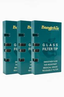Bongchie Reusable Glass Filter Tip | Borosilicate, Tar Cut 80%, 1 Free Perfect Roll | Glass Inside Fitting Hookah Mouth Tip