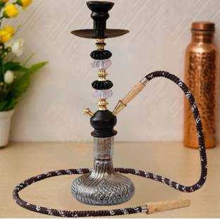 A.N.IMPEX Wooden pipe handle & Russian base 18 inch Hookah 18 inch Glass, Ceramic Hookah