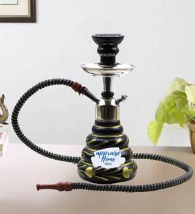 Wish Divine Round Base Black Hookah Pot with Silver Stem 12 inch Glass Hookah