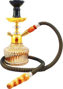 SMOCK STRECH Golden 10 inch Glass, Stainless Steel, Gold Plated Hookah