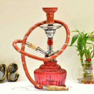 PUFF KING Hookah Pot Set MATT QT for Flavour Hukka -Red 13 inch Glass Hookah