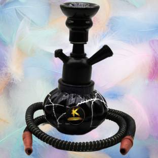 kraftynation Glass Hookah Pot Black Melon with Black Stem (8 Inches) 8 inch Glass Hookah