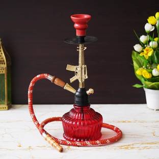 WEBELKART Premium Designer Gun-AK47 Styal 15.5 inch Iron, Glass Hookah