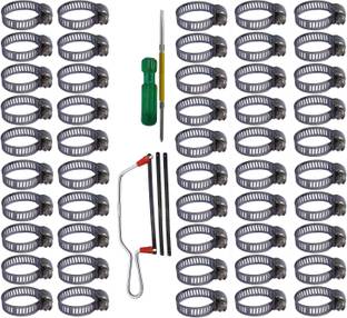 ESEKSAFAR 50pcs Hose Clamp 20mm (3/4”) Adjustable size (8-20)mm & 2in1 Screwdriver Hose Clamps