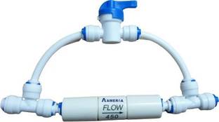 Aameria RO 1/4" inch QC Manual Flush Valve Kit with 450ml Flow Restrictor for RO Water Filter Reverse Osmosis System Hose Connector