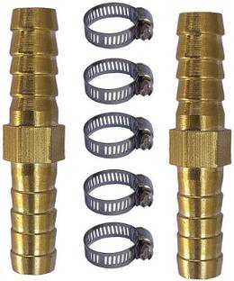 ESEKSAFAR 10mm 2pc Barb Hose Fitting connector with 5pc Hose Clamp set Hose Connector