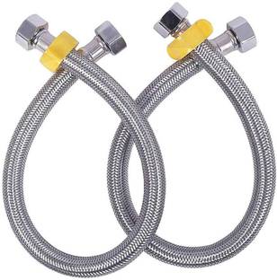 Clinton Stainless Steel 304 Grade Connection Pipe, Chrome Finish (1/2-inch, 24-inch) Pack of 2 pcs Hose Connector