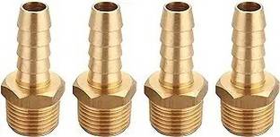 Filfora 4pcs Brass Hose Barb Fitting -3/8" Barb to 3/8" Male NPT Adapter Hose Connector