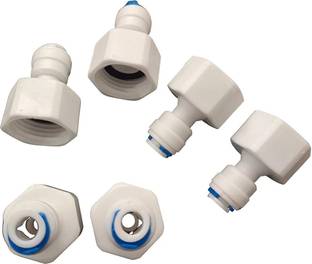 Aameria 6 Pcs Female Direct Valve Straight Connector, 1/2" Female Thread X 1/4" Push fit Hose Connector
