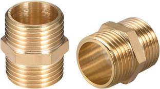 Filfora Brass Male to Male Straight Pipe Fitting 1/2 x 1/2 Male Thread Connector 2pic Hose Connector