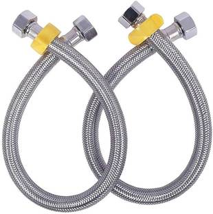 Clinton Stainless Steel 304 Grade Connection Pipe, Chrome Finish (1/2-inch, 24-inch) Pack of 2 pcs Hose Connector