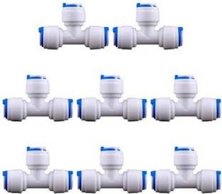 AQUALIQUID RO Elbows Connectors Three Side T type 1/4 inch all sides QC for RO Water Purifiers ( pack of 08 ) Hose Connector Hose Connector