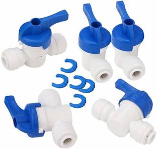 Aameria RO 1/4" inch Quick Fitting Connection for Aquarium / RO Water Filter Reverse Osmosis System 1/4" (1/4" QC X 1/4" QC) Inline Tube Tap Shut Off Ball Valve (RO Flush Valve) 5Pcs Hose Connector