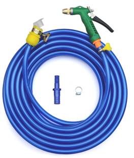 AnshiEnterises 10 METER METALLIC BLUE FLEXIBLE HOSE PIPE ½’’ INCH WITH ACCESSORIES Hosepipe Get slightly different in colour of pipe but same quality Hose Pipe