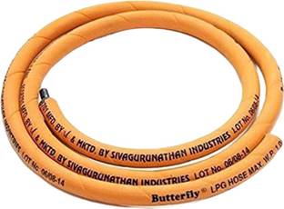 Butterfly LPG Gas Tube Hose Orange Colour,ISI Quality, Steel Wire Reinforced Hose Pipe