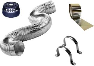 OICOTA 6 inch Chimney Exhaust Pipe with Cowl Cover and Aluminium Tape 2Pcs of Clamps Hose Pipe