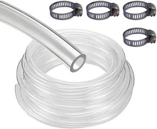 ESEKSAFAR 6 Meter Transparent Gas Pipe with 4 Clamps for Home, Restaurants etc. Internal Pipe Diameter size 8mm Hose Pipe