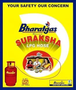 Bharat Gas SURAKSHA Bharat ISO Certified 100% Flame Resistant (Orange Pouch Pack) Bharat LPG Gas Pipe Leak proof Made with Reinforced Steel Hose Pipe