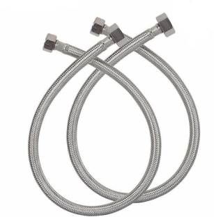 PESCA Pack of 2 24 Inches Connection Pipe, 304 Grade Stainless Steel, Female Straight Thread Faucet Hose Replacement 1/2 inch diameter Hose Pipe