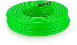 Garbnoire Flexible 0.75 inch & 15 Mt Long Garden 15 Meter 0.75 Inch PVC Perot Green Water Pipe With Hose Connector & Clamps Hose Pipe