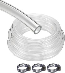 ESEKSAFAR 2 Meter Transparent Gas Pipe with 3 Clamps for Home, Restaurants etc. Internal Pipe Diameter size 8mm Hose Pipe