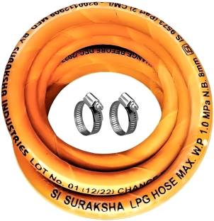 handu indian Bharat 1.5 Meter Original Gas Pipe With Clump ISI CERTIFIED Hose Pipe Gas Pipe Steel Wire Rubber Hose Pipe Hose Pipe