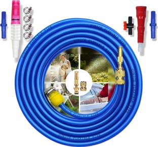 SUNICE 15 METER BLUE RUBBER HOSE PIPE (Diameter 12 mm, 0.5 Inch) With Water Spray Gun And Universal Tap Adapter ,Pipe Joiner, Clamp Ring for Gardening, House Cleaning, Pet Bathing and Car Washing Spray Gun Hose Pipe