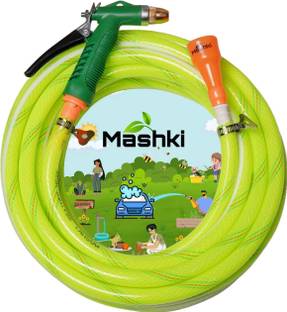 MASHKI (32.5 Feet) 1/2 Inch (12.5mm) 3 Layered Braided Water with Brass Nozzle Sprayer For Garden, Car Wash, Floor Clean,Easy to Connect Pipe Hose Pipe