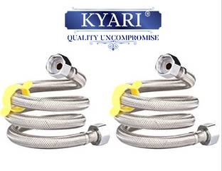 Kyari - 304 HIGH GRADE Stainless Steel 24 inch Connection Pipe - SET OF 2 - For Geyser / Washbasin / Toilet / Bathroom Hose Pipe