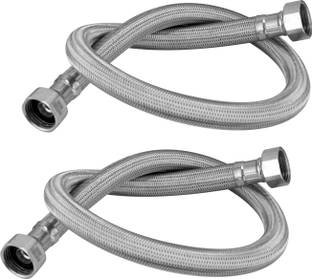 Waterman Stainless Steel Connection Pipe 18" (Pack Of 2) Suitable For Hot & Cold Mixer Faucets For Basins & Sinks, Geysers, & Flush Tanks Hose Pipe