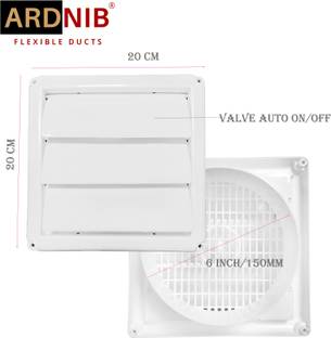 Ardnib 6 inch Square Chimney Vent pipe Cover /Ventilation Cowl/ Air Vent Cover With auto on/off Louvers Closes Pack of 2 Hose Pipe
