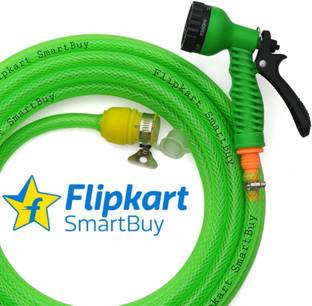 Flipkart SmartBuy 15 Meter (49 feet) Braided Pipe (Diameter :½’’,0.5 inch,12 mm) Flexible Pipe : Water Tap Adapter, 7 Pattern Spray Gun and Braided Green Garden Hose Pipe